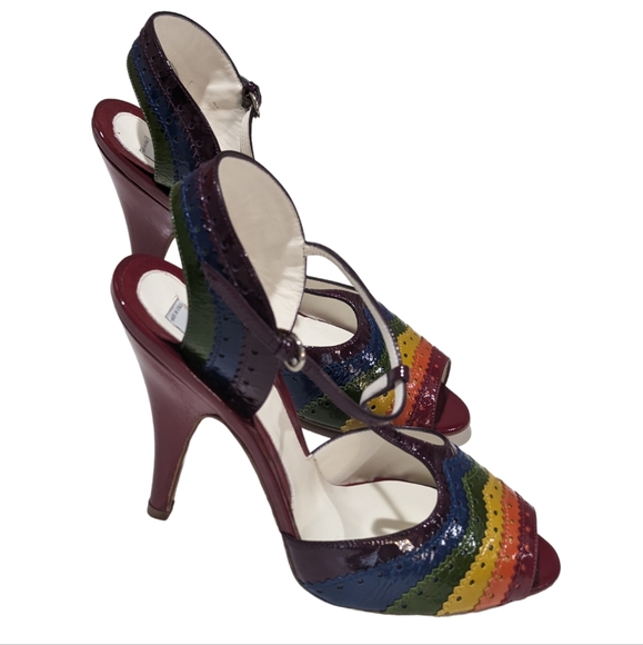 Moschino Rainbow Leather Heels 8.5 - Picture 7 of 11
